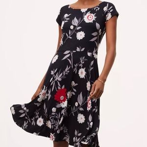Loft Botanical Floral Boatneck Dress